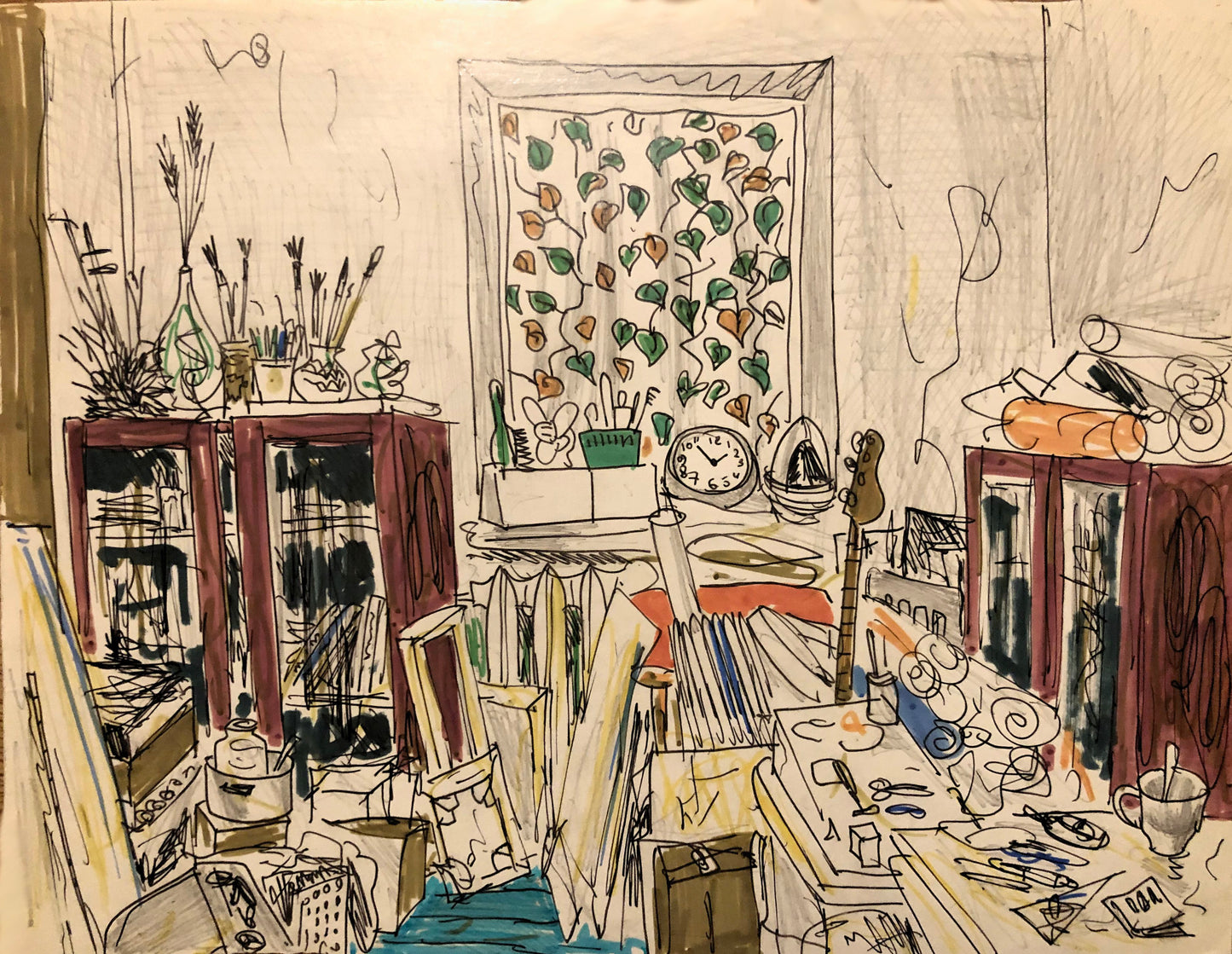 Sketch of an artist's studio. 1995